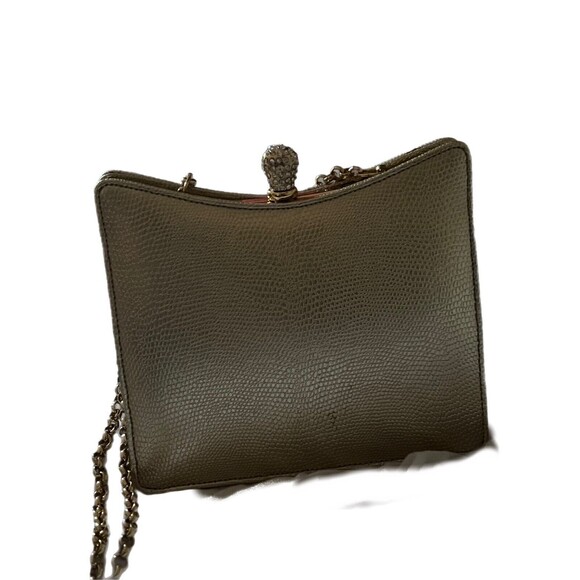 Gold Crossbody Small Evening Bag Rhinestone Closure Chain Strap - Picture 5 of 9